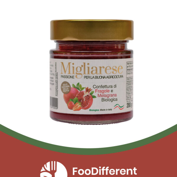 Confettura extra di Fragole e Melograna biologica g 280 azienda Agricola Migliarese