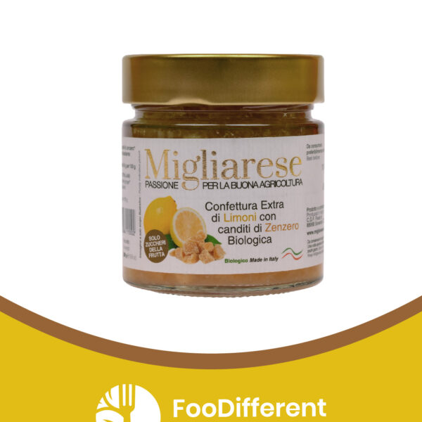 Confettura extra di Limoni con Canditi di Zenzero biologica g 280 azienda Agricola Migliarese